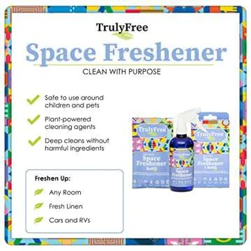 Truly Free Space Freshener Starter Kit, Lemongrass Essential Oil - Car and Air Fresheners for Home, Natural Odor Eliminator Room Spray, 16oz Spray Bottle, 1 Refill (3.4oz) No Synthetic Fragrances
