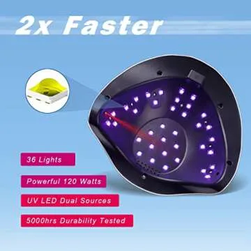 W&H UV LED Nail Lamp, 120W Faster Gel Nail Dryer Professional Curing Lamp for Fingernail and Toenail Nail Gel Polish Machine with 4 Timer Setting Touch Screen （Sun BQ5T） (Pink)