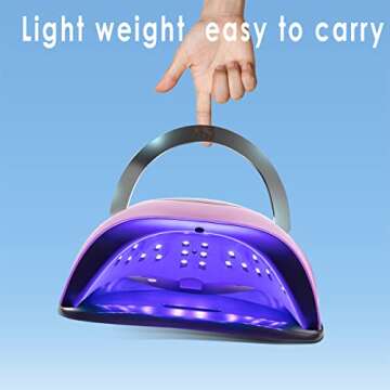 W&H UV LED Nail Lamp, 120W Faster Gel Nail Dryer Professional Curing Lamp for Fingernail and Toenail Nail Gel Polish Machine with 4 Timer Setting Touch Screen （Sun BQ5T） (Pink)