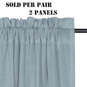 Linen Curtains Elegant Natural Linen Blended Curtains Energy Efficient Light Filtering / Rod Pocket ...
