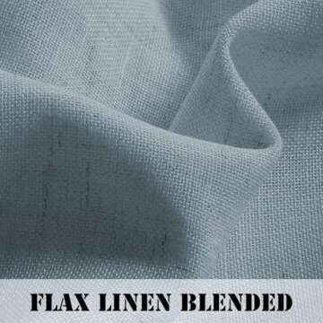 Linen Curtains Elegant Natural Linen Blended Curtains Energy Efficient Light Filtering / Rod Pocket Window Treatments Panels / Drapes for Livingroom (Set of 2, Stone Blue, 52 inch W X 108 inch L)