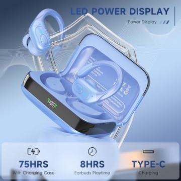 sajawass Wireless Earbuds Bluetooth 5.4 Headphones, Noise Canceling Ear Buds with 75hr Playtime, LED...