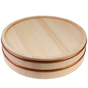 Kichgather Hangiri Wooden Sushi Rice Bowl for Perfect Sushi