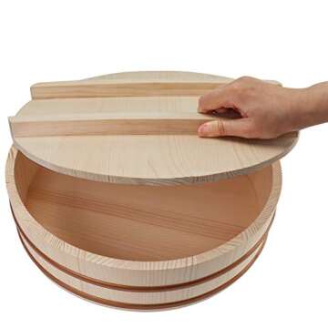 Kichgather Hangiri Wooden Sushi Rice Bowl for Perfect Sushi