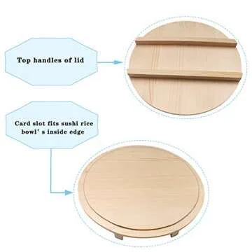 Kichgather Hangiri Wooden Sushi Rice Bowl for Perfect Sushi