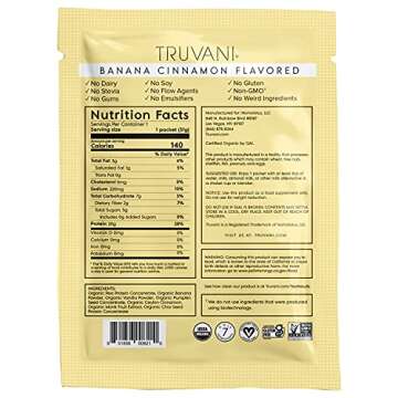 Truvani Vegan Pea Protein Powder | Banana Cinnamon | 20g Organic Plant Based Protein | 1 Serving | K...