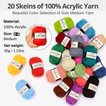 Piccassio Crochet Kit for Beginners Adults and Kids – Make Amigurumi and Other Projects – Includes 20 Colors Yarn, Hooks, Book, Bag – Complete Starter Set