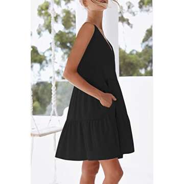 Sweet V Neck Summer Mini Dress with Pockets for Women