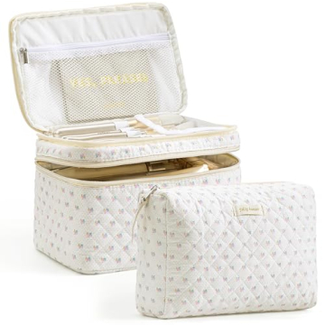 HBselect 2Pcs Double Layer Travel Makeup Bag Set – Stylish and Spacious