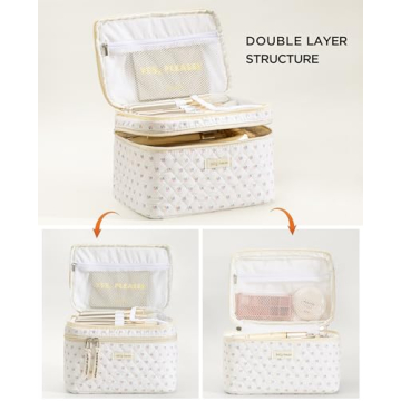 Stylish 2Pcs Cotton Travel Makeup Bag Set for Women