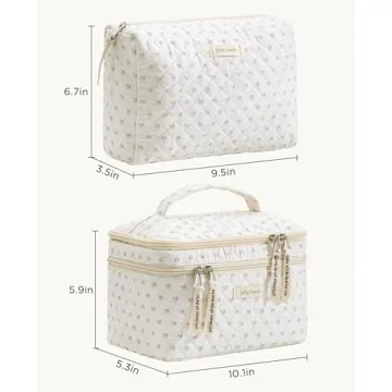 Stylish 2Pcs Cotton Travel Makeup Bag Set for Women