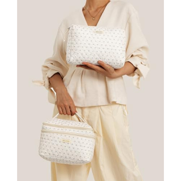 Stylish 2Pcs Cotton Travel Makeup Bag Set for Women