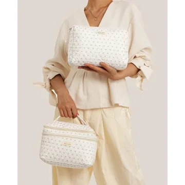 Stylish 2Pcs Cotton Travel Makeup Bag Set for Women