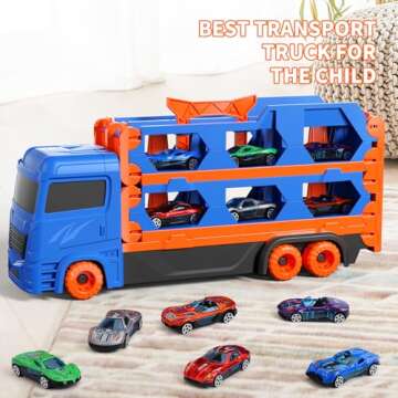 iHaHa 3-in-1 Transport Truck Toy for Toddlers - 64-Inch Race Track Set