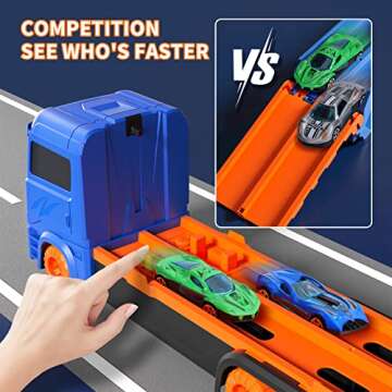 iHaHa Toddler Transport Truck with 64-Inch Race Track for Kids