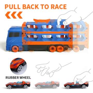 iHaHa Toddler Transport Truck with 64-Inch Race Track for Kids