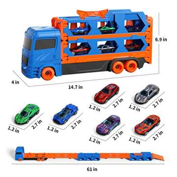 iHaHa Toddler Transport Truck with 64-Inch Race Track for Kids