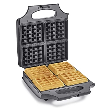 BELLA Classic Waffle Iron, 4 Square Belgian Waffle Maker, Non-stick Extra Large Plates for Easy Clea...
