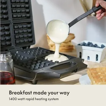 BELLA Classic Waffle Iron, 4 Square Belgian Maker
