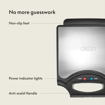 BELLA Classic Waffle Iron, 4 Square Belgian Maker