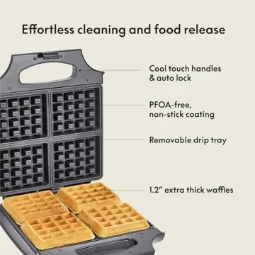 BELLA Classic Waffle Iron, 4 Square Belgian Maker