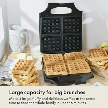 BELLA Classic Waffle Iron, 4 Square Belgian Maker
