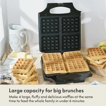 BELLA Classic Waffle Iron, 4 Square Belgian Maker