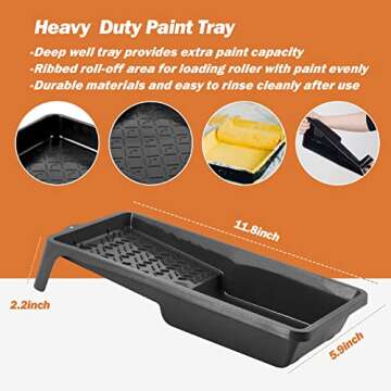 PILOT FISH 11Pcs 4inch Small Paint Roller Kit Paint Roller Brush Set with 4 Brushes and Covers Frame, Tray for Household Painting, Cabinet Wall Paint Rollers