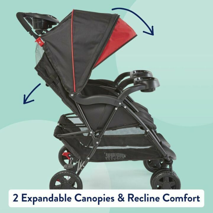 Lightweight Double Baby Stroller with Reclining Seats