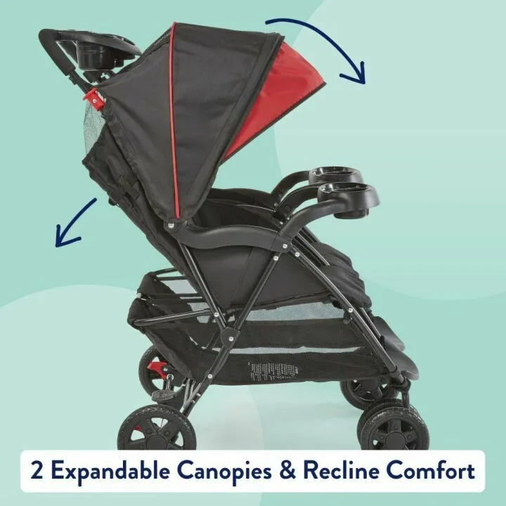 Lightweight Double Baby Stroller with Reclining Seats