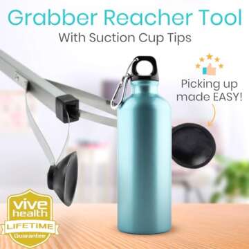 Vive Suction Cup Grabber Reacher 32" - Elderly Grab It Reaching Pickup Tool Heavy Duty for Seniors -...