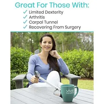 Vive Suction Cup Grabber Reacher 32" - Elderly Grab It Reaching Pickup Tool Heavy Duty for Seniors - Trash, Sticks, Litter Picker Upper - Extra Long Reach Handle & Handy Extension Arm Claw