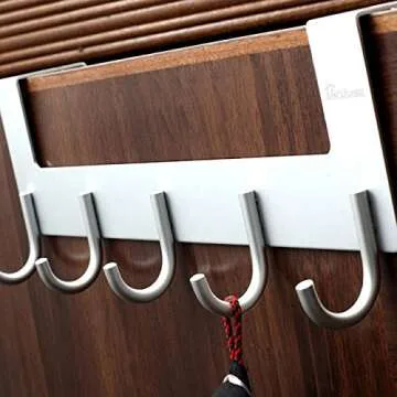 Anjuer Door Hooks Hanger Rack, Aluminum Utility Organizer Towel Hooks Holder for Kithchen Bathroom, ...