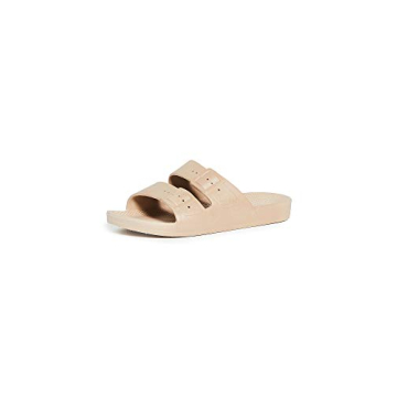 Freedom Moses Women's Moses Two Band Slides, Stylish and Comfy Sandals in Tan