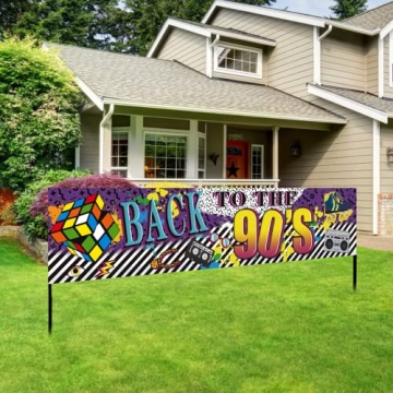 Back to The 90s Theme Party Banner Sign Decorations, Retro 90's Hip Hop Graffiti Backdrop Party Supp...