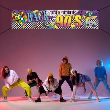 Retro 90's Hip Hop Party Banner Sign Decorations