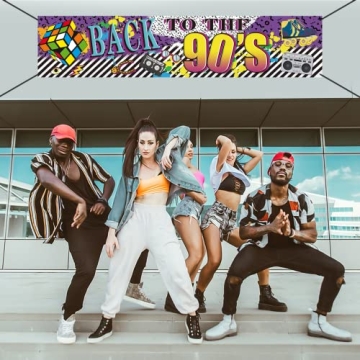 Retro 90's Hip Hop Party Banner Sign Decorations