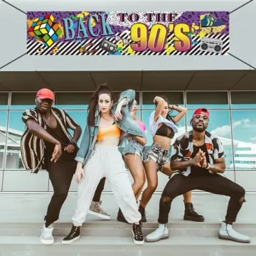 Retro 90's Hip Hop Party Banner Sign Decorations