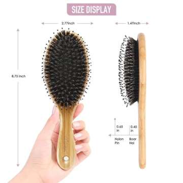 Hair Brush Comb Set for All Hair Types - Bamboo Paddle