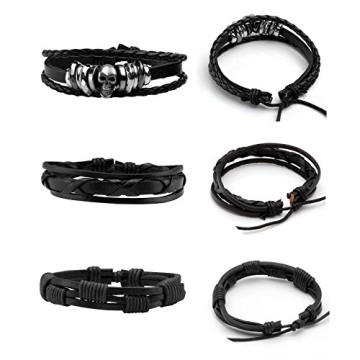 Punk Goth Leather Skull Bracelets for Rock Style