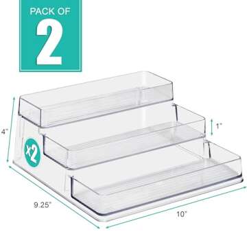 Sorbus Premium 3-Tier Spice Rack Organizer - Acrylic Spice Organization for Cabinet, Multipurpose Shelf - Durable Spice Organizer for Kitchen, Pantry, Room, Office & Countertop - 2 Pack