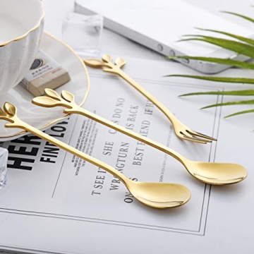 Elegant Gold Plated Espresso Coffee Spoon Set of 8