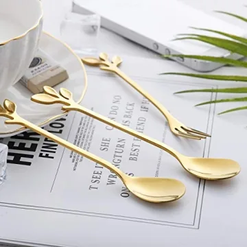 Elegant Gold Plated Espresso Coffee Spoon Set of 8