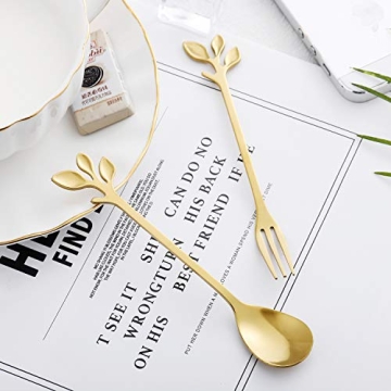 Elegant Gold Plated Espresso Coffee Spoon Set of 8