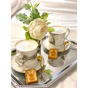 Elegant Gold Plated Espresso Coffee Spoon Set of 8