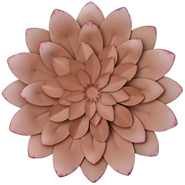 Everydecor Succulent Metal Flowers Wall Decor – Pink, Hand Painted, 3D Flower Art Decoration for L...