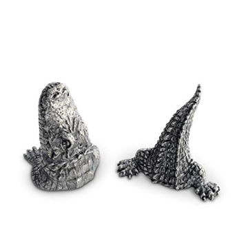 Handcrafted Pewter Alligator Salt and Pepper Shakers