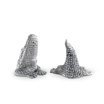 Handcrafted Pewter Alligator Salt and Pepper Shakers