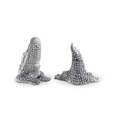 Handcrafted Pewter Alligator Salt and Pepper Shakers