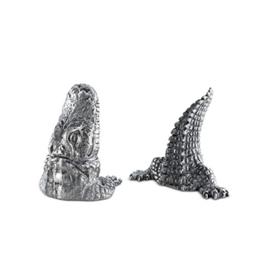 Handcrafted Pewter Alligator Salt and Pepper Shakers